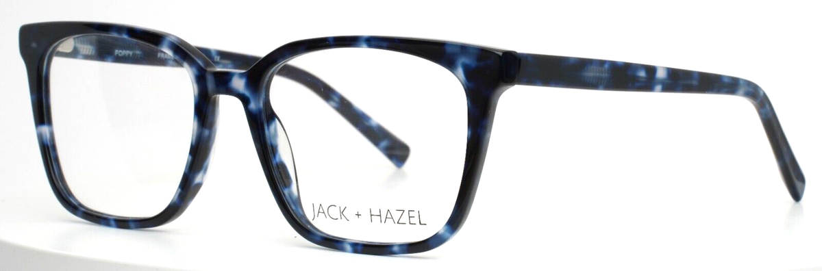JACK + HAZEL Poppy Blue Tortoise Womens Square Eyeglasses 54-18