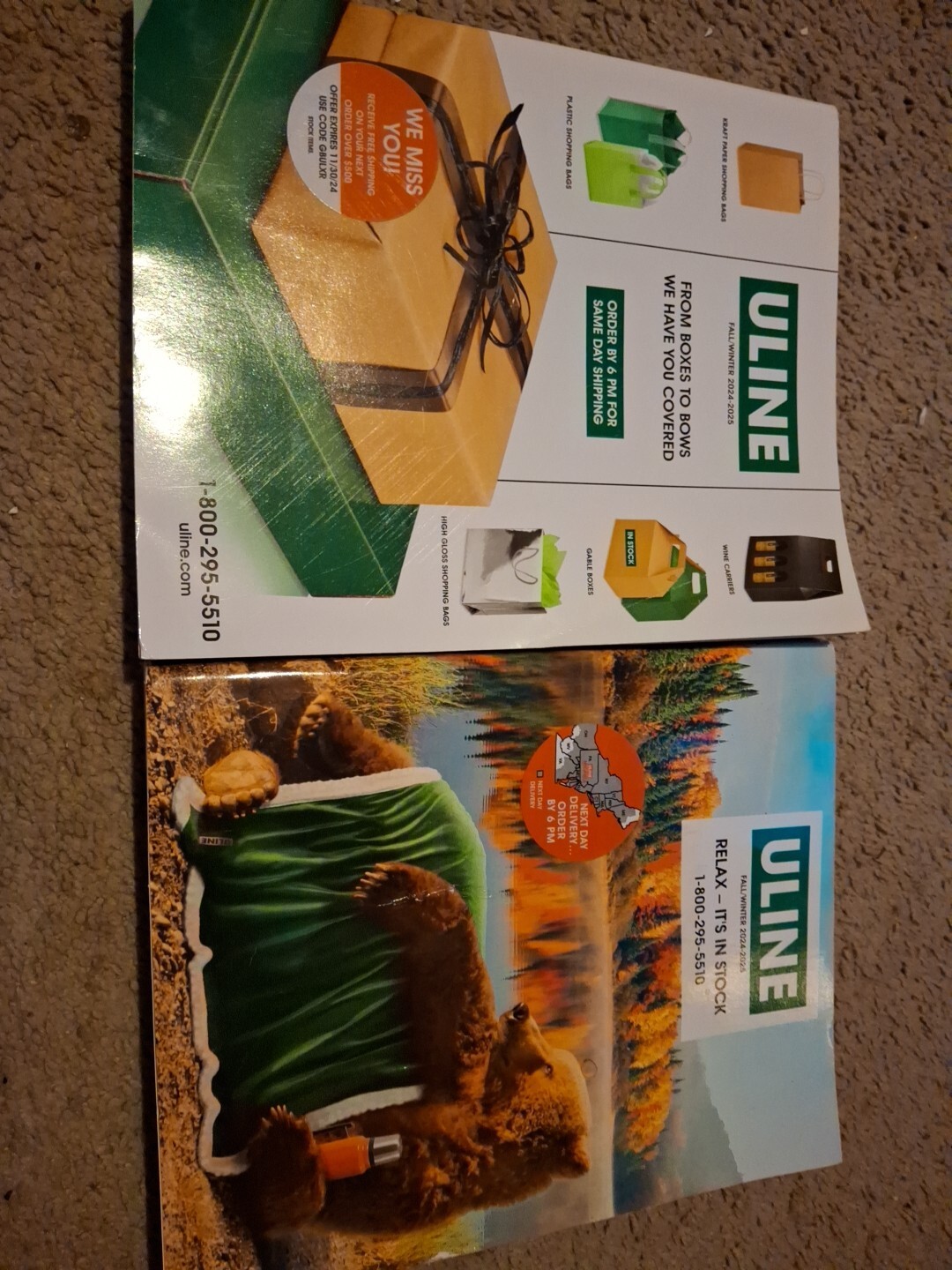 2 Uline Catalogs Fall Winter 2024-2025 Great Product Magazines  891 Pages Each