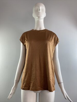 NWD AKRIS Womens Cap Sleeve Silk Tank Top Beige US Size 4