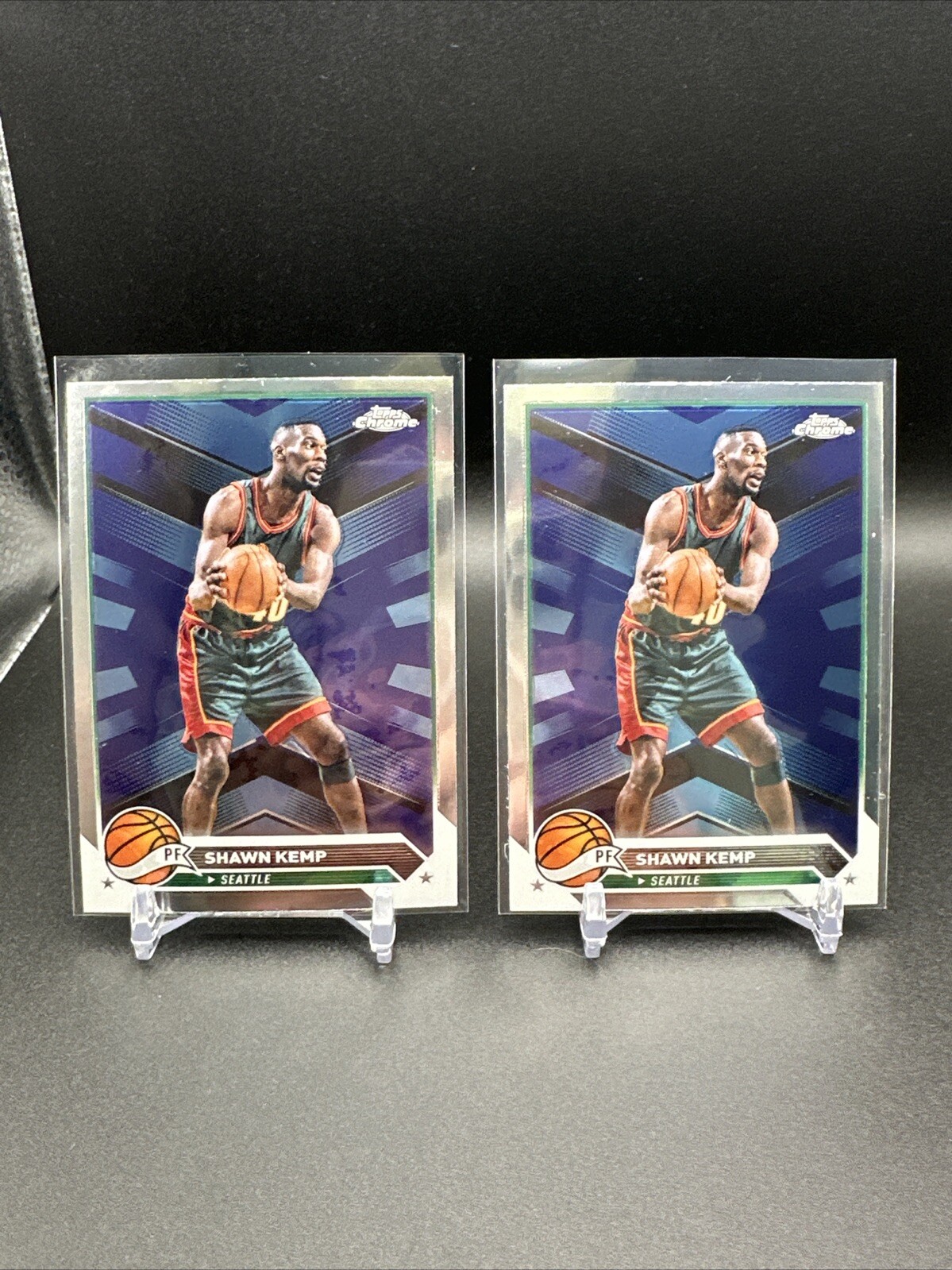 2023-24 Topps Chrome #88 SHAWN KEMP Seattle Sonic’s Basketball Card Lot Of 2