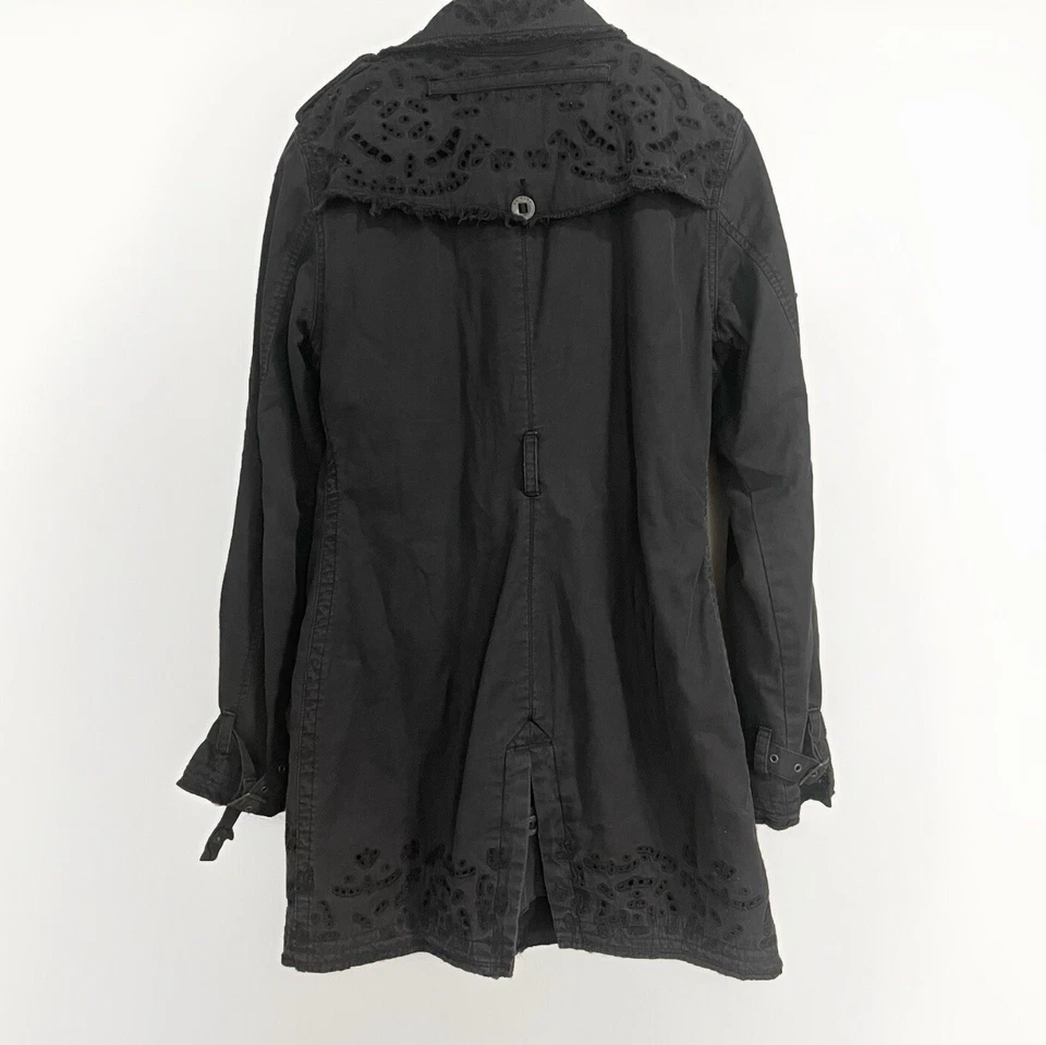 Da-Nang Womens Jacket Grey Navy Midlength Button Up Lined Heavy Weight Sz S - Image 3 of 4