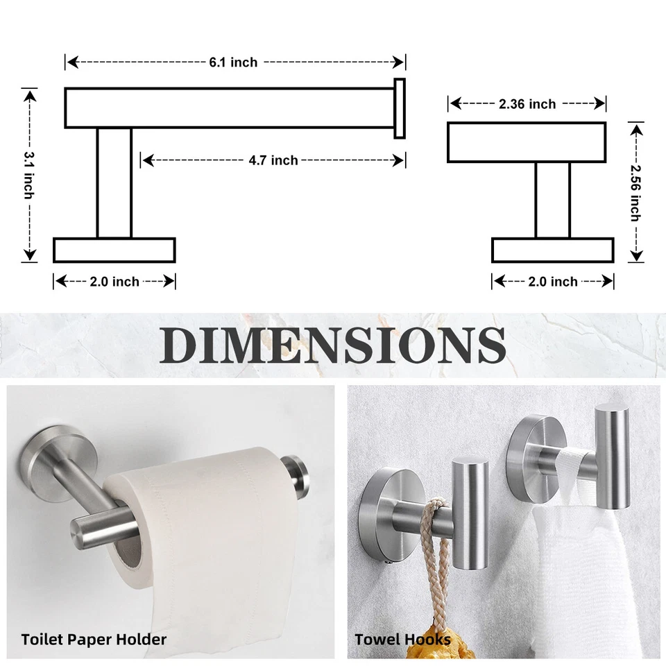 Juego de toallero de 6 piezas accesorios de baño herrajes de baño - 304 níquel cepillado Foto 3 de 4
