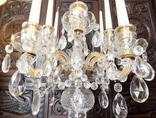 KRISTALL GLAS GOLD KANDELABER KERZENLEUCHTER LÜSTER Murano antik Barock Rokoko