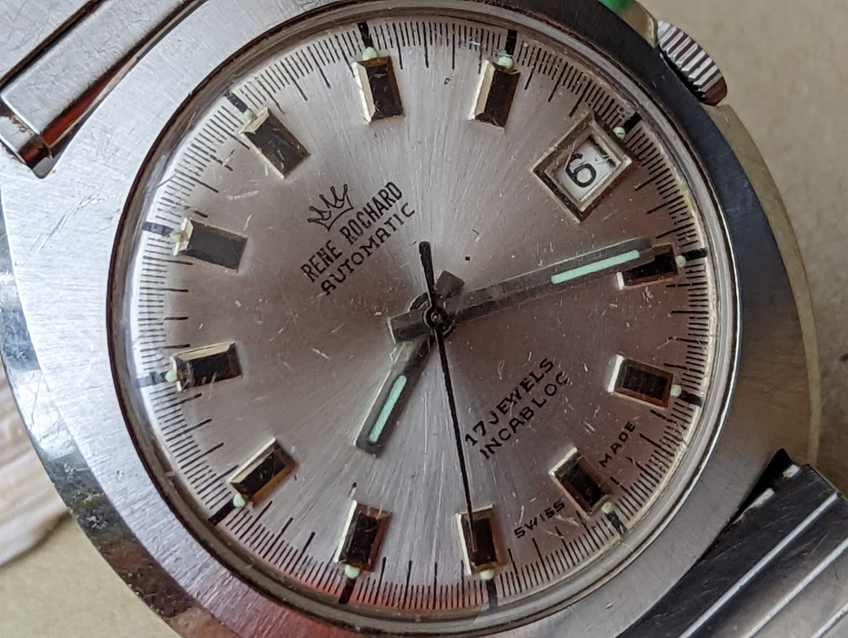 Vintage Rene Rochard All SS Watch w/Divers Case,AS 1862/63  display picture 3
