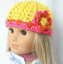 American Girl Julie Yellow Crochet Hat Young Girls Ages 5-9 NWT Flower 
