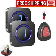 Life alert systems for seniors no monthly fee,1 sos call button+2 LED receivers