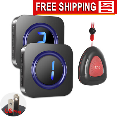 Life alert systems for seniors no monthly fee,1 sos call button+2 LED receivers