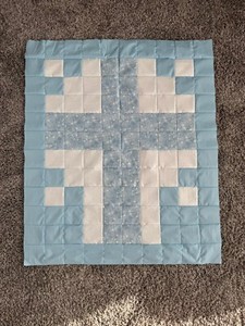 Handmade. New. Cross Quilt Top. Cotton Blend. 30” x 36”.