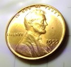 1955 S LINCOLN PENNY UNCIRCULATED MINT ERROR S OVER S. "US55S" — photo 1
