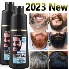 Mokeru Men Beard Hair Color Instant Dye Black Mustache Beard Darkening Shampoo