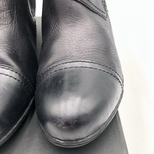 BOC Born Black Leather Boots Ankle Bootie Women 8.5 Cap Toe Shoe Block Heel - Picture 5 of 19