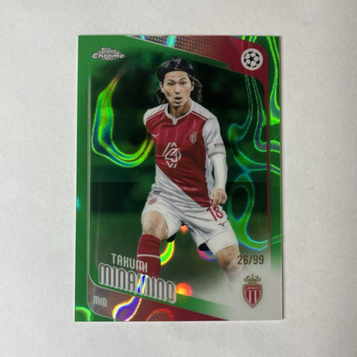 2025-26 Topps Chrome UEFA Club Competitions Takumi Minamino Green /99 AS Monaco