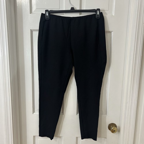 J Jill Ponte Leggings Hose Gr. L schwarz stretchig Strick Pull On Knöchel minimalistisch