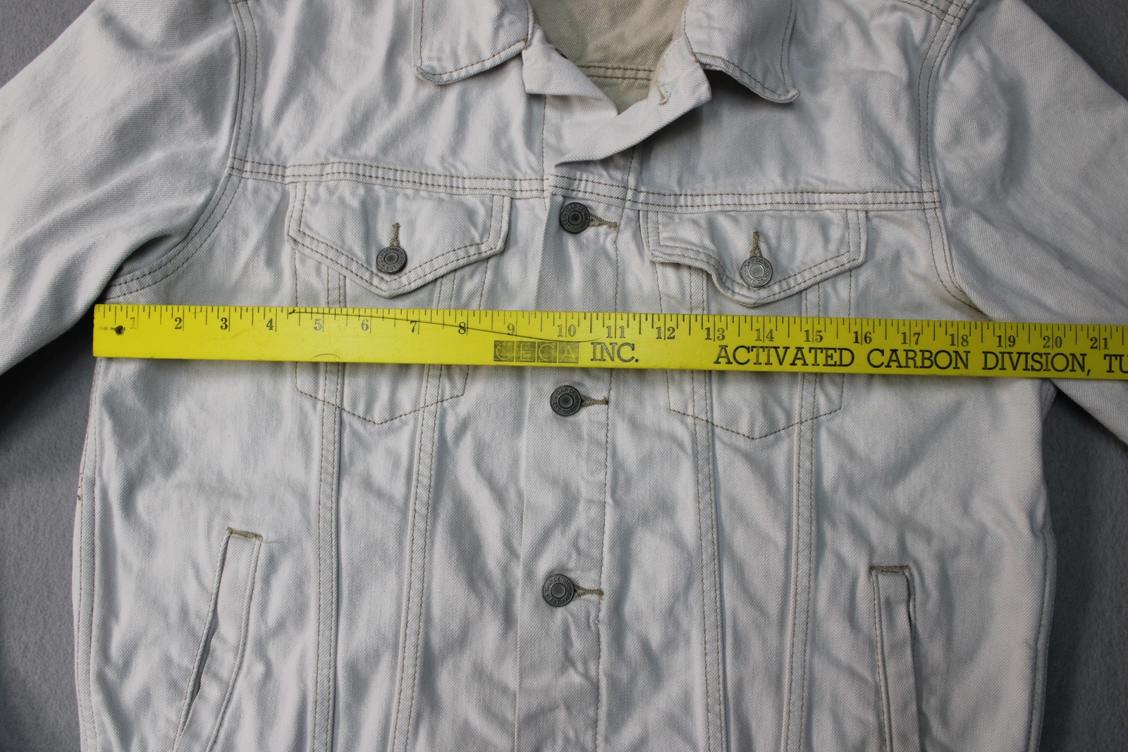 Gap Denim Jacket  Medium White Trucker Button Fro… - image 5