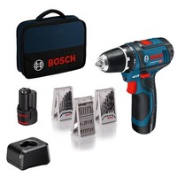 Bosch Professional Gsr 12V-15 Akku-Bohrschrauber 2X 2,0 Ah Akku LadegeräT Tasche