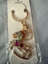Sparkling Keychain/Purse Charm MultiColor Rocking Horse Rhinestone Orange Hair
