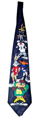 Vintage 1996 Warner Bros Looney Tunes Mania Characters Football Gridiron Necktie