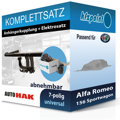 AUTO HAK Anhängekupplung abnehmbar und E-Satz 7polig für Alfa Romeo Sportwa. 03-