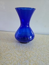 Antique Bristol Cobalt Blue Hand Blown Glass Hyacinth Bulb Vase 7" Tall