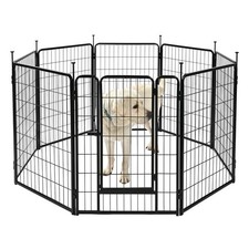Amazon Basics Dog Playpen, 8-Panel Metal Fence with Door, Foldable, Indoor/Outdo