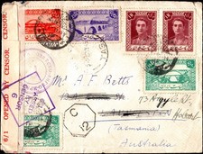 1930s Airmail Cover to Tasmania Australia Censored