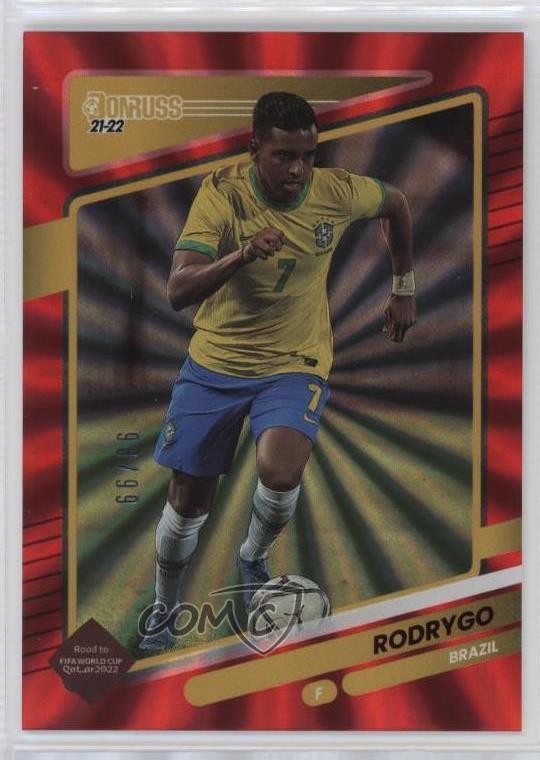 2021-22 Panini Donruss Road to Qatar Holo Red Laser /99 Rodrygo #24 12wc