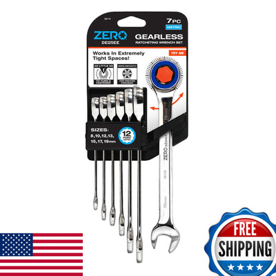 Zero Degree 38141 Ultra-Precise 7-Piece Gearless Ratchet Wrench Set Nickel