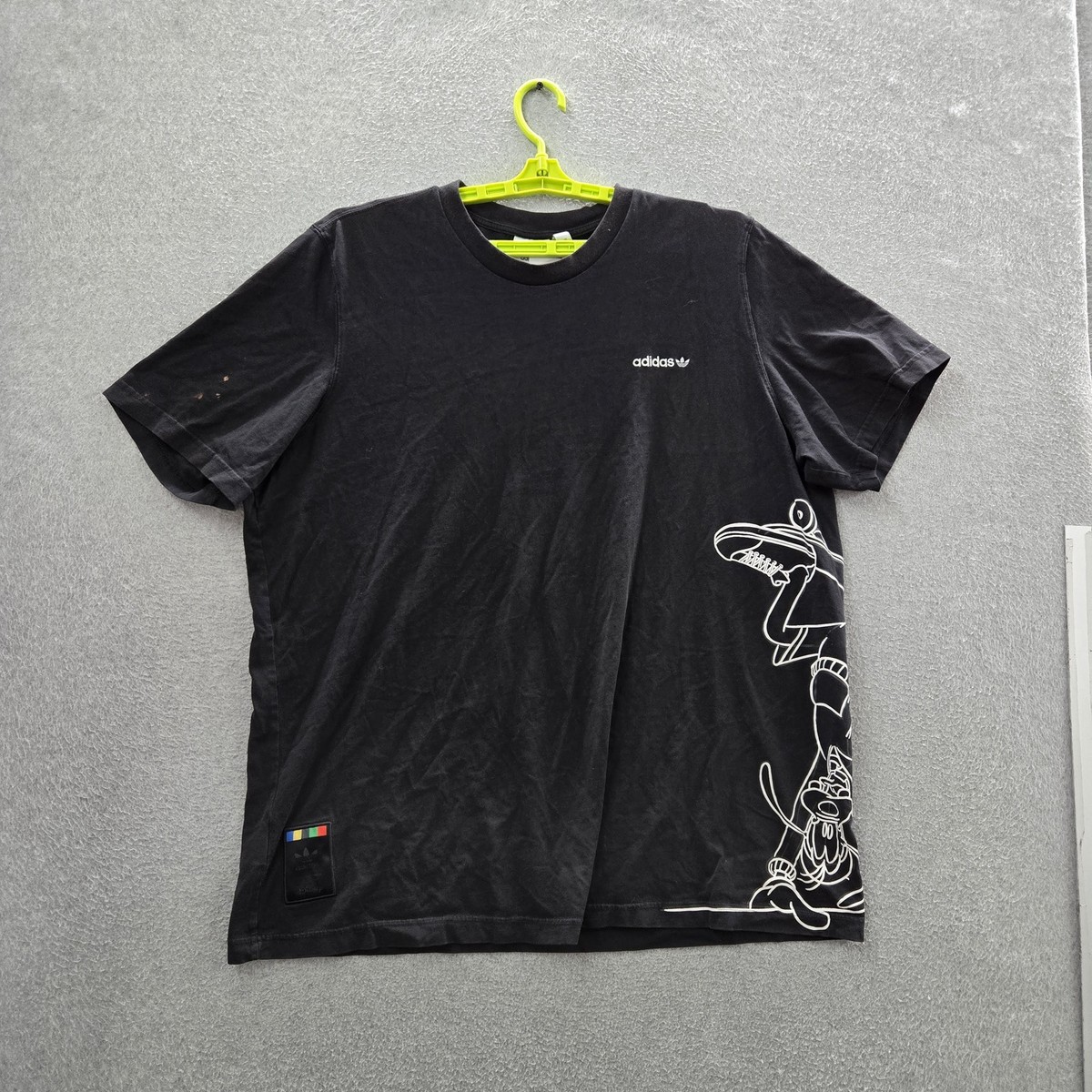 Adidas x Disney Men Shirt 2XL Black Goofy Skateboard Logo Short
