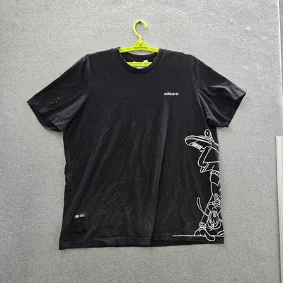 Adidas x Disney Men Shirt 2XL Black Goofy Skateboard Logo Short