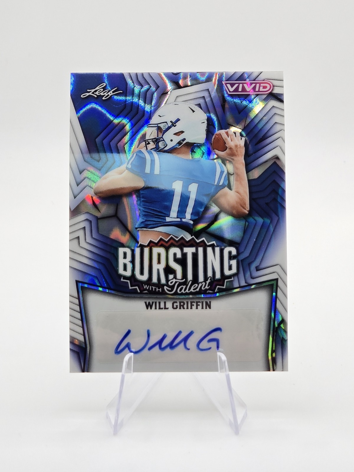 Will Griffin 2025 Leaf Vivid Bursting With Talent Auto Prismatic Blue SP #/6