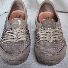 Skechers Womens 23286 Taupe Air-Cooled Memory Foam Slip On Sneakers Size 10