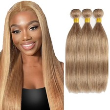 Human Hair Bundles, 26 28 30 Inch 22 Ash Blonde Straight Weave 3 Pack