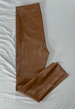 ZARA Side Zip Flex Waist Skinny Faux Leather Pants. Brown, Women's Size M. MINT 