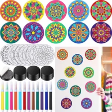 Relaxweex 50 Sets Magnetic Mandala Craft Painting Kits DIY Fridge multicolor 