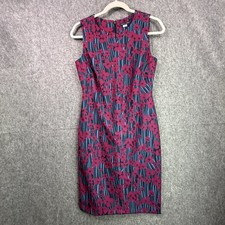 Tommy Hilfiger Women's Floral Sheath Dress Size 6 Navy Burgundy