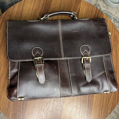 Vintage Leather Briefcase Bag: Genuine Crazy Horse Buffalo Leather Laptop Case