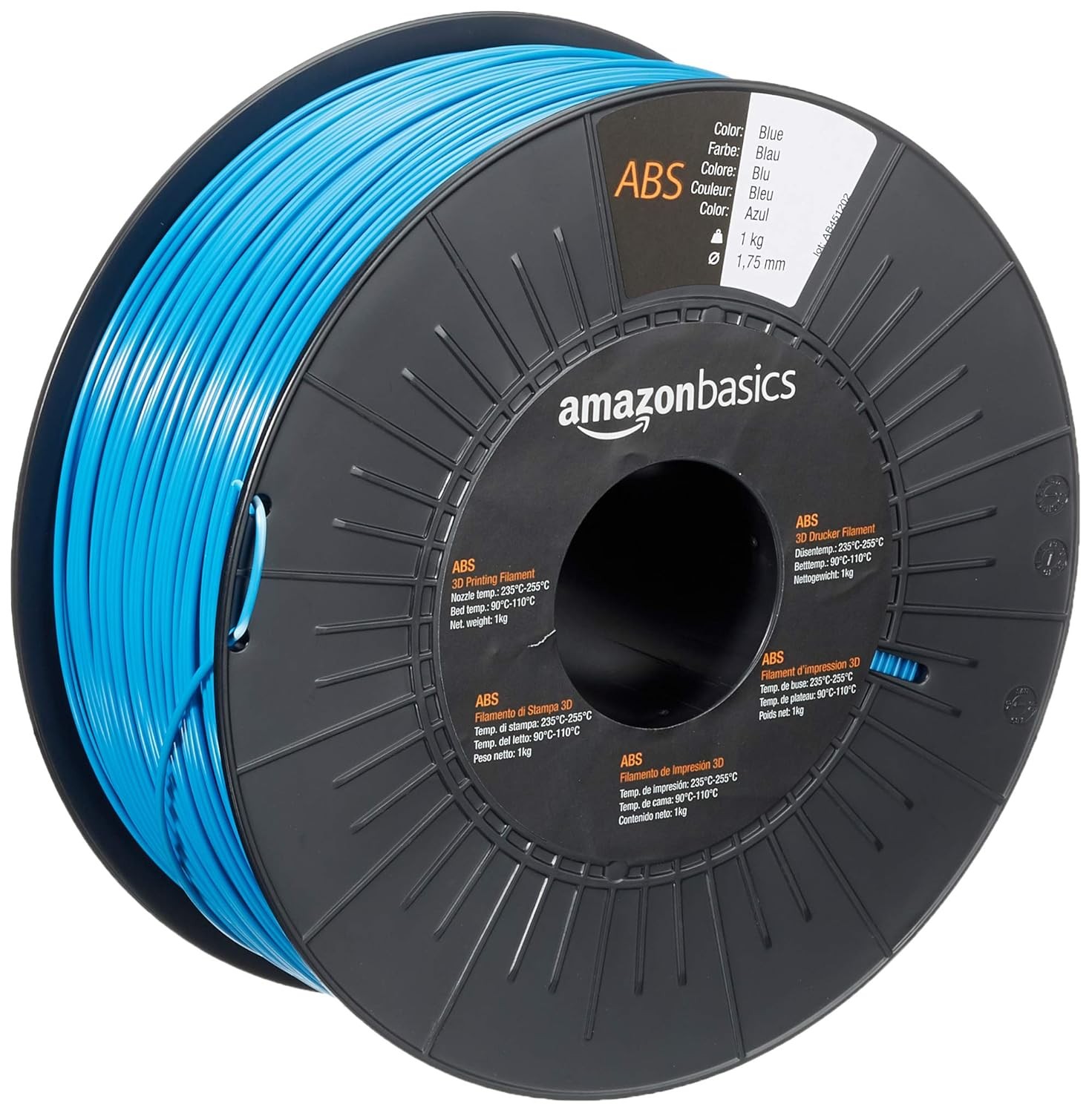 Amazon Basics ABS 3D Printer Filament, 1.75mm, Blue, 1 kg Spool