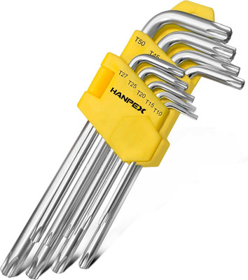 Long Arm Torx Star Allen Wrench Set, Star Key Set T10-T50, Hex Key Set