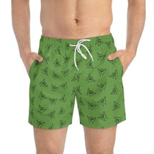 Green Shaka Hawaiian Shorts Mens Aloha Surf Swim Summer Vacation Gift