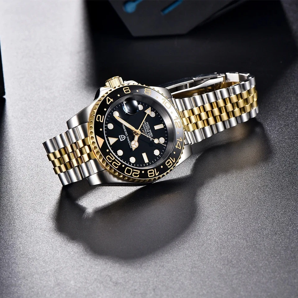 40MM PAGANI DESIGN GMT Automatic Watch Men Luxury Waterproof Stainless Steel NEW - Image 4 of 4