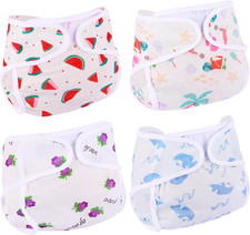 4 Pcs Reborn Baby Doll Diapers Reusable for 17-22 Inch Dolls, Animal  Fruit Pat