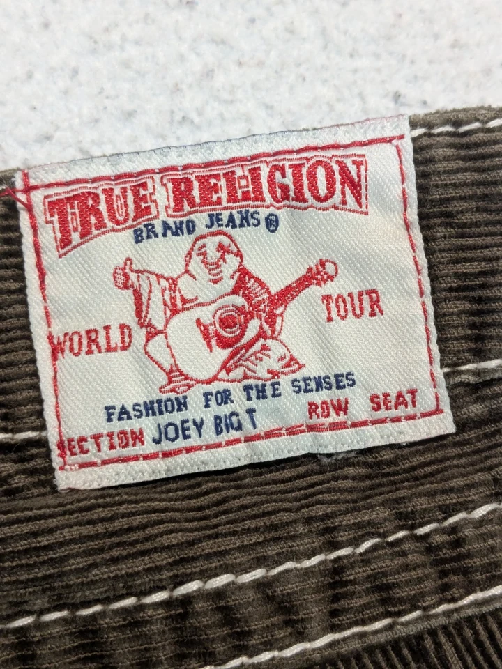 Pantalón True Religion Marrón Pana Joey Grande T Talla 26 28x28 Pierna Recta Tiro Bajo Foto 2 de 4