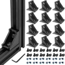 12 Sets 4040 Black Aluminum Extrusion Connectors with T-Nuts and Screws
