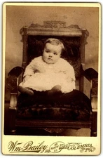 Cabinet Card Circa 1890s Wm. Bailey Cute Baby In Dress Columbia PA