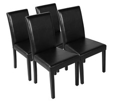 Yaheetech Modern Dining Room Chairs Set of 4 Faux Leather High Back Padded Black