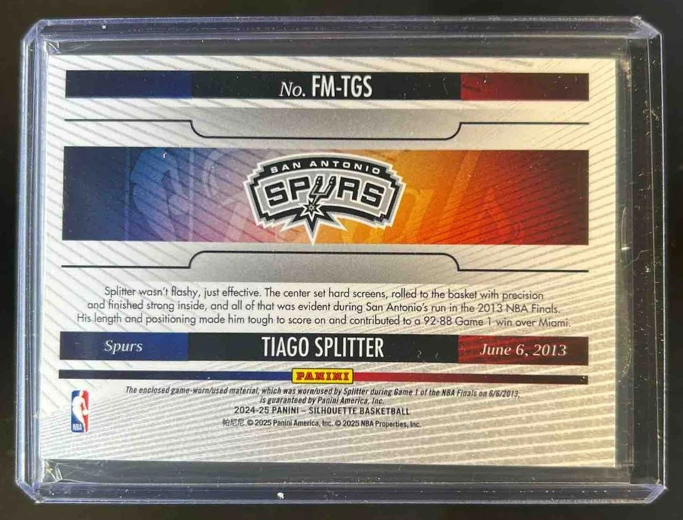 2024-25 Panini Silhouette Tiago Splitter NBA Finals Jersey #FM-TGS - Image 2 of 2