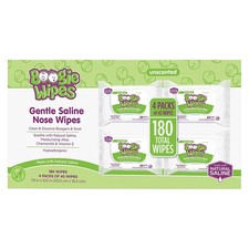 Boogie Wipes Gentle Saline Nose Wipes Unscented 4 Packs 45 Ct Each 180 Total