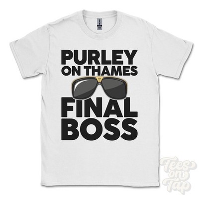 PURLEY ON THAMES FINAL BOSS T-SHIRT lustiges Weihnachtsgeschenk Berkshire England Ibiza
