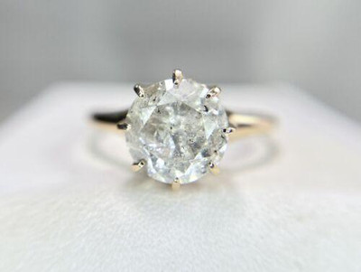 Vintage 14k Rotgold natürlicher runder Salz Pfeffer Diamant Verlobungsring