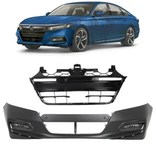 Front Bumper Cover Fascia & Fog Light Assembly Kit For 2018-2020 Honda Accord